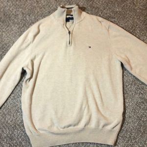 Tan turtle neck Tommy Hilfiger sweater.